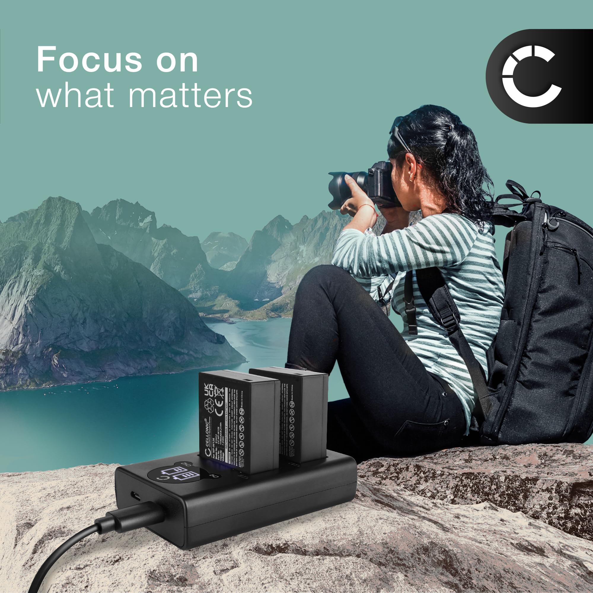 CELLONIC NP-W126S NP-W126 Dual Schnellladegerät kompatibel mit kompatibel mit FujiFilm NP-W126S BC-W126 + USB Kabel Akkuladegerät Ladekabel Dual Ladegerät
