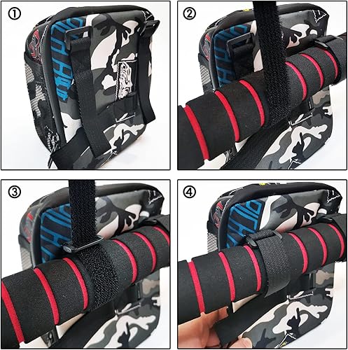 Miniatura 4 de Cesta de bicicleta para niños, accesorio de decoración de bicicleta delantera de camuflaje para adultos y niños, organizador de bolsa de manillar de