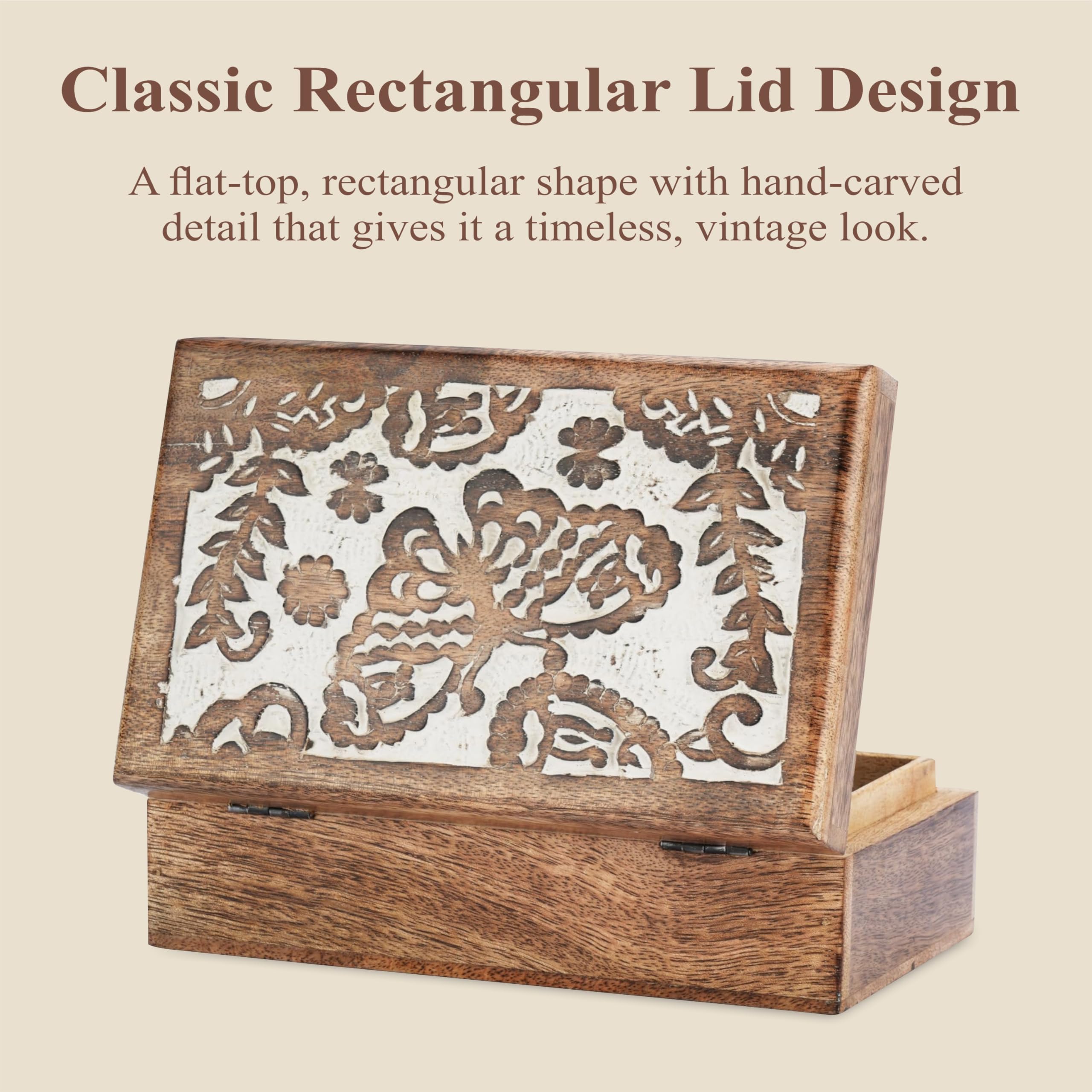 Handmade Mango Wood Jewelry Box - Butterfly Design -5