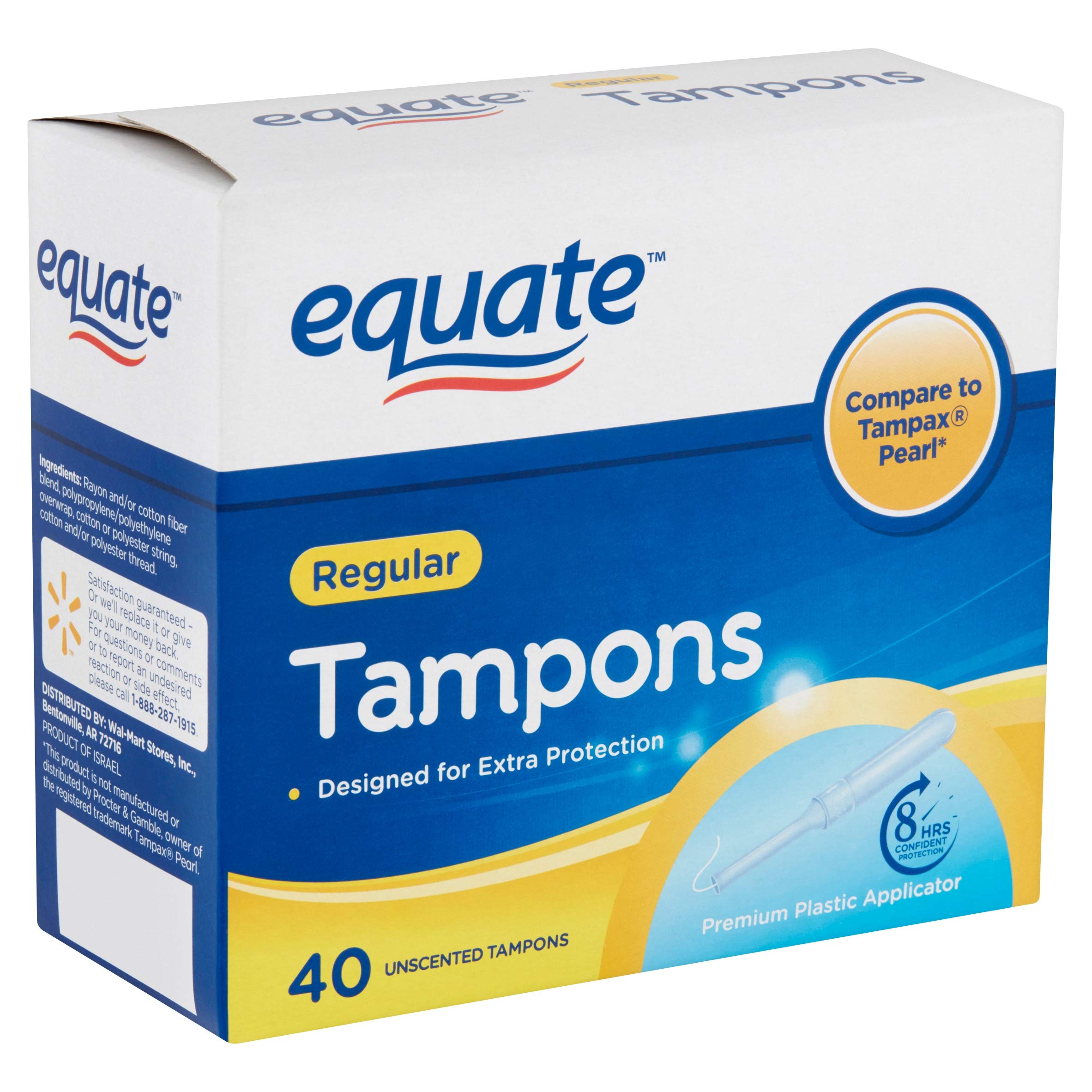 Equate Tampons, Regular, Unscented, 40 Ct
