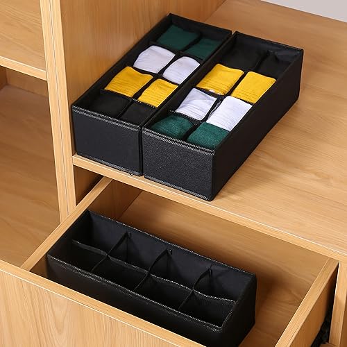 Miniatura 15 de Qozary Paquete de 3 divisores organizadores de cajones de ropa interior, cajas de almacenamiento plegables para ropa, calcetines, lencería, ropa