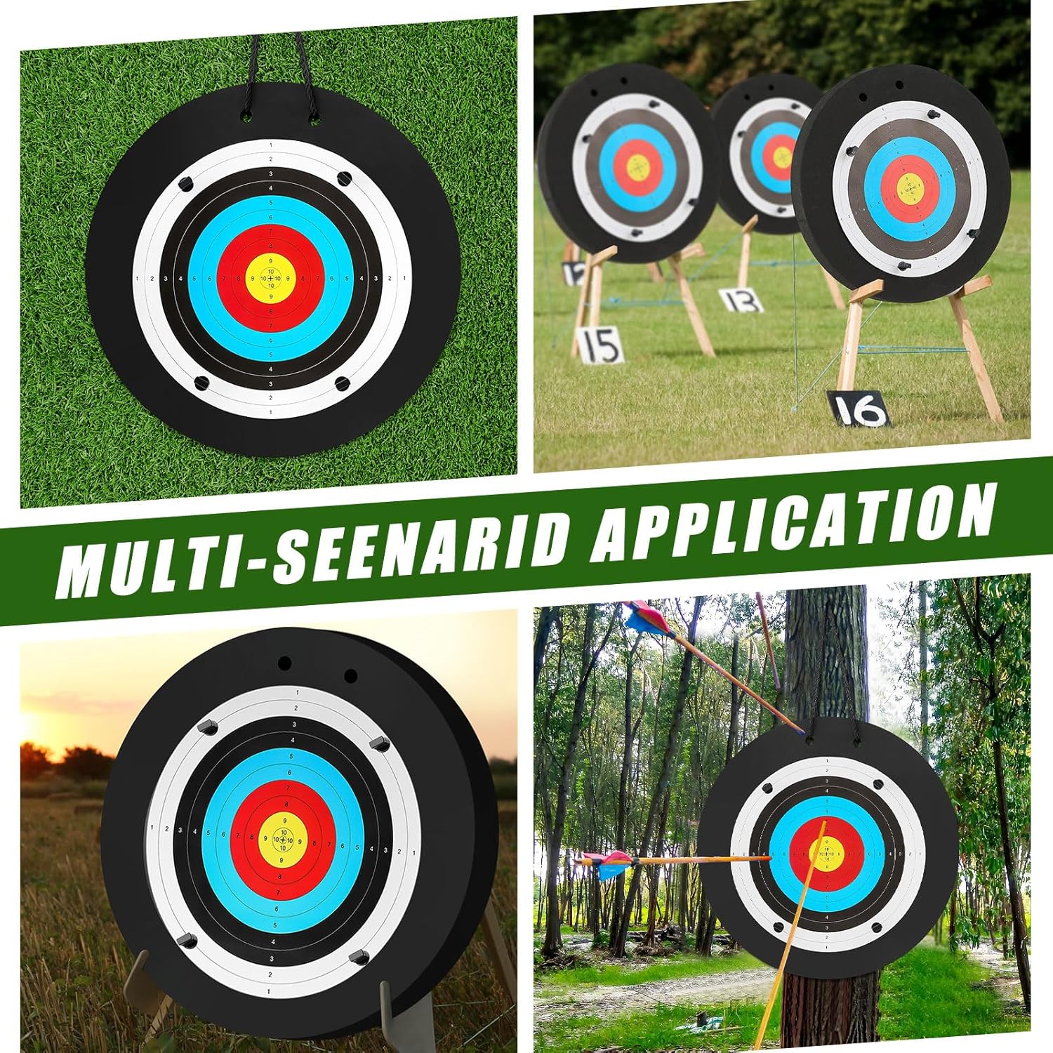 1 Pcs Foam Archery Target for Backyard, High-Density Round Archery Bow Target with Pins, 20 Pcs Paper Arrow Targets and Arrow Puller for Compound Bow Shooting Practice