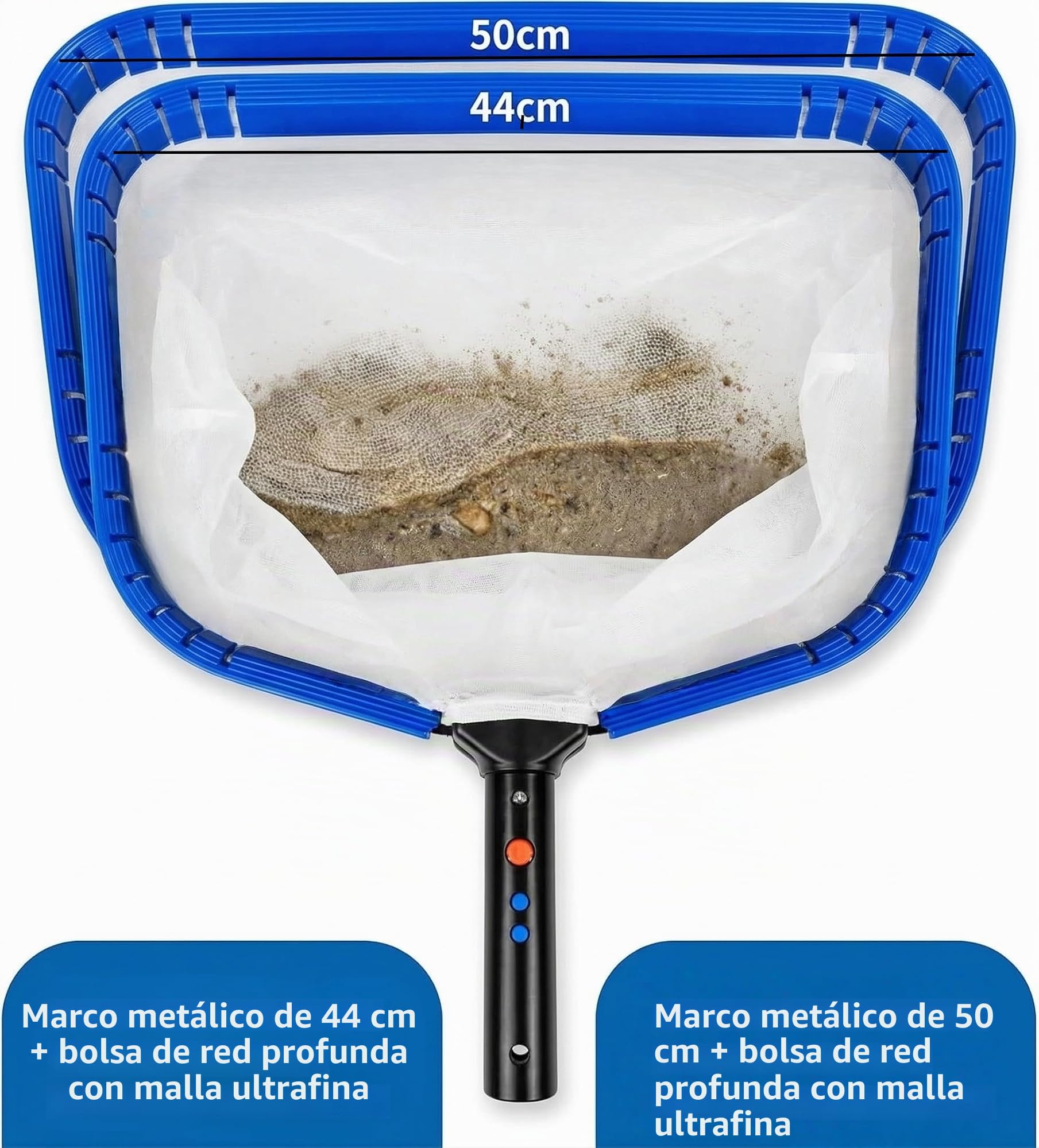 17.5" (44 cm) Recoge Hojas para Piscina – Red de Limpieza con Malla Fina y Marco Aluminio, Ideal para Algas y Estanque, Compatible con Todas Las Barras Telescópicas (Mango No Incluido)