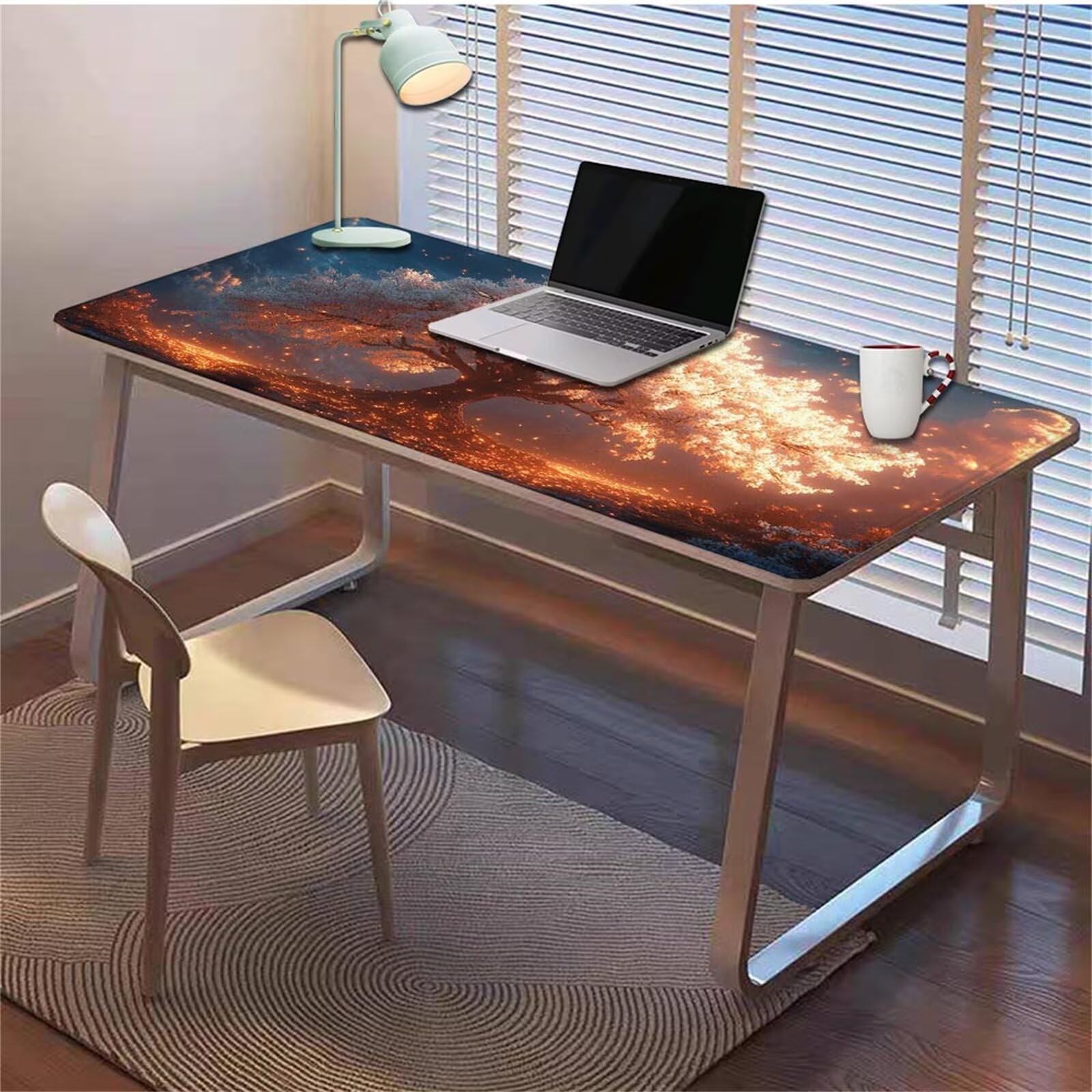 Gamingowa podkładka pod mysz 1200 x 600 x 3 mm, XXL, wodoszczelna, odporna na ścieranie, z przyszytymi krawędziami, niebieska, podkładka na biurko, poprawia prędkość i precyzję, do komputera, laptopa