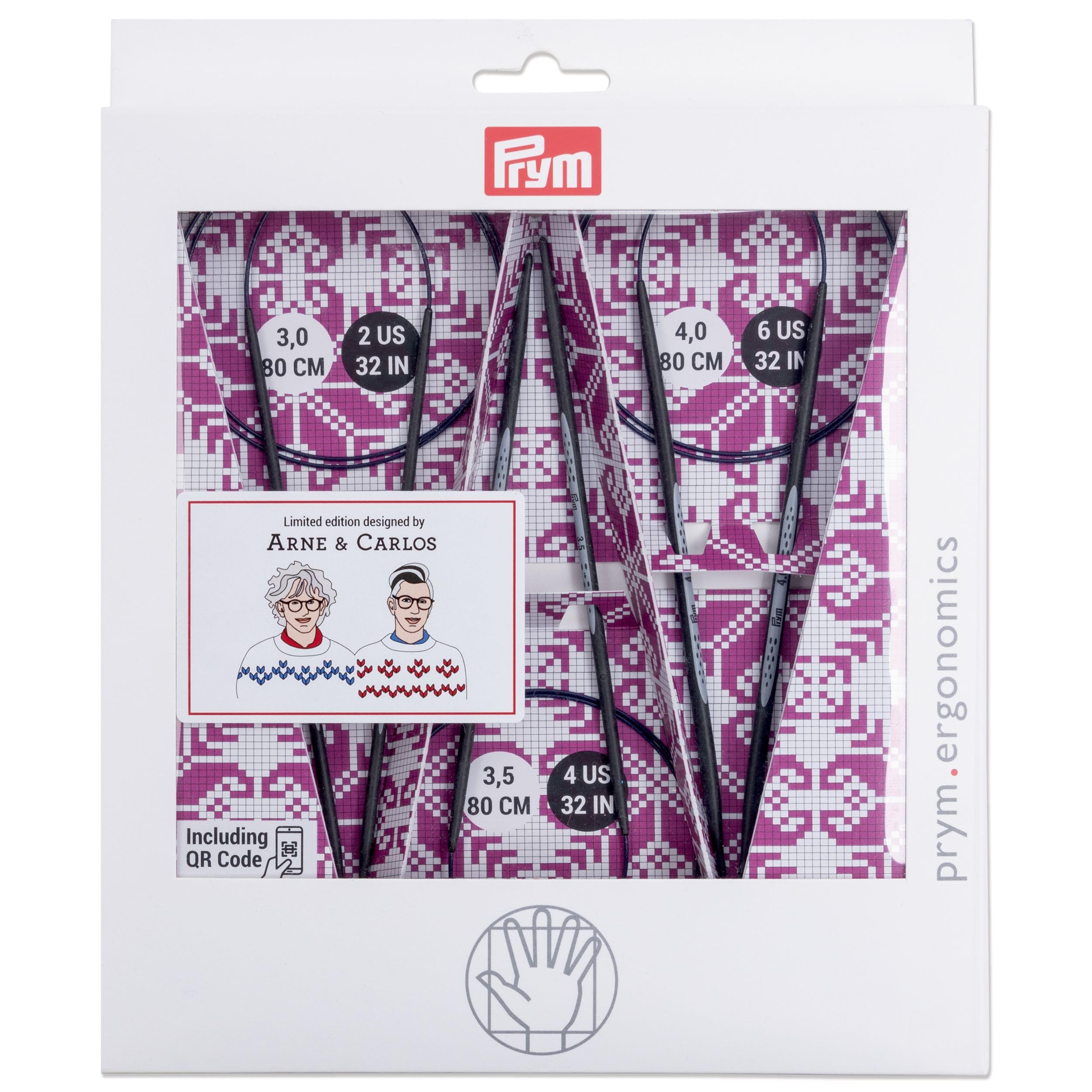 Prym32" Limited Edition Arne & Carlos Circular Set, Carbon, 3 Count Knitting Needles, Black, Purple