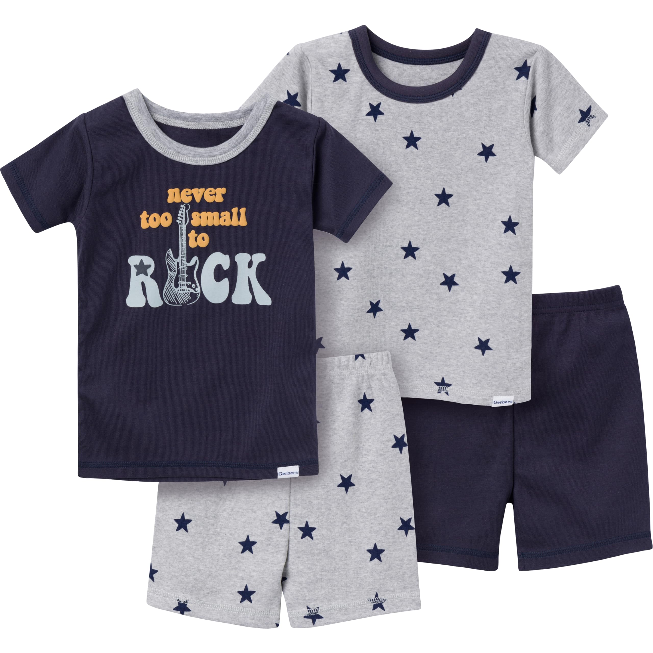 Gerber Baby Boys' Toddler Snug Fit 4-Piece Pajama Short Set