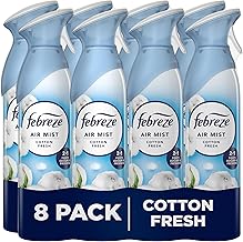 Febreze Air Freshener for Room Spray & Bathroom, Cotton Fresh, 185ML x 8 Packs, Air Fresheners for Home