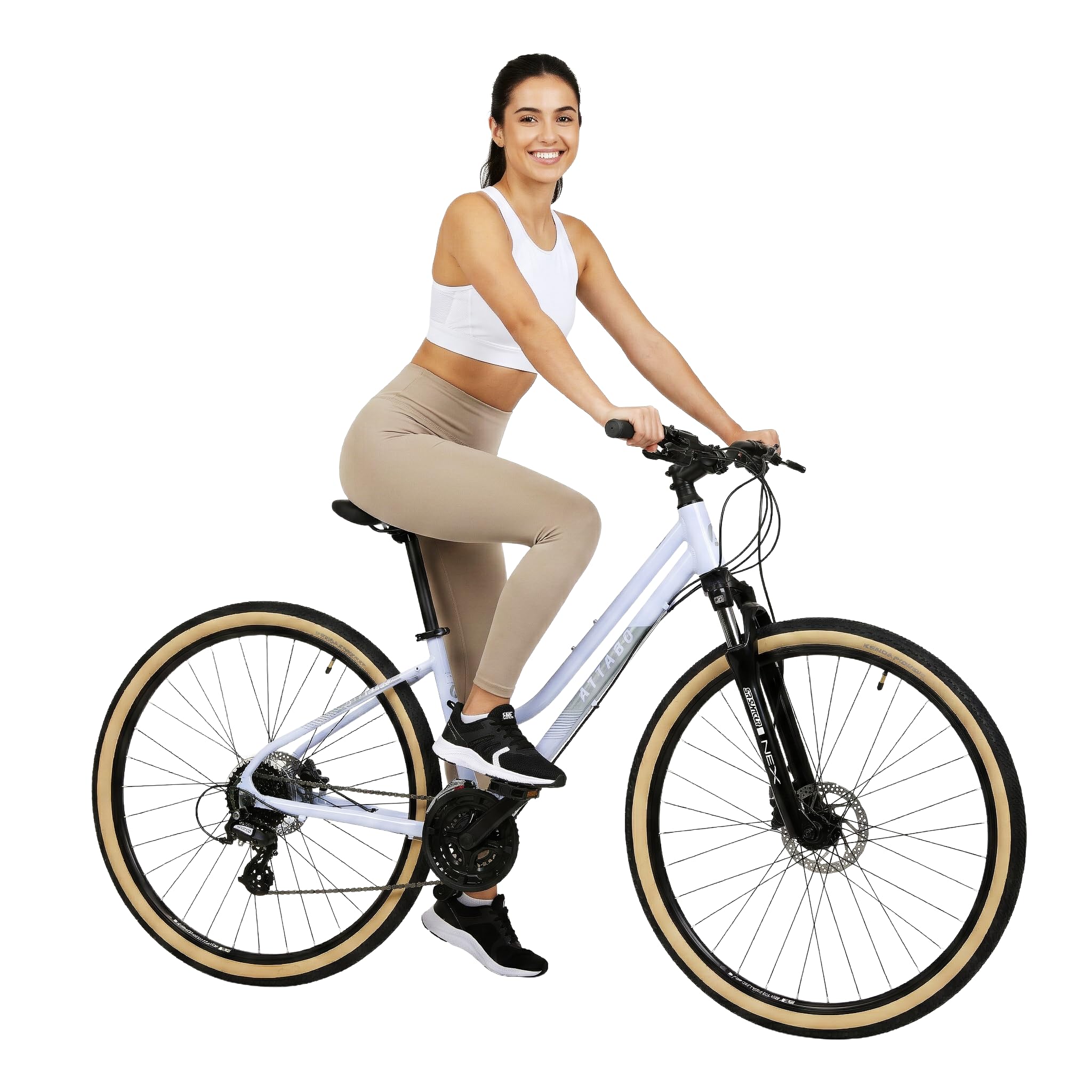 ATTABO SANO 3.0 – koła 26", rama 19" – damski rower MTB/Trekking Cross Bike, aluminiowa rama 6061, widelec SR Suntour SF20 NEX, 24-biegowa przerzutka Shimano, ergonomiczna kierownica, hamulce Shimano