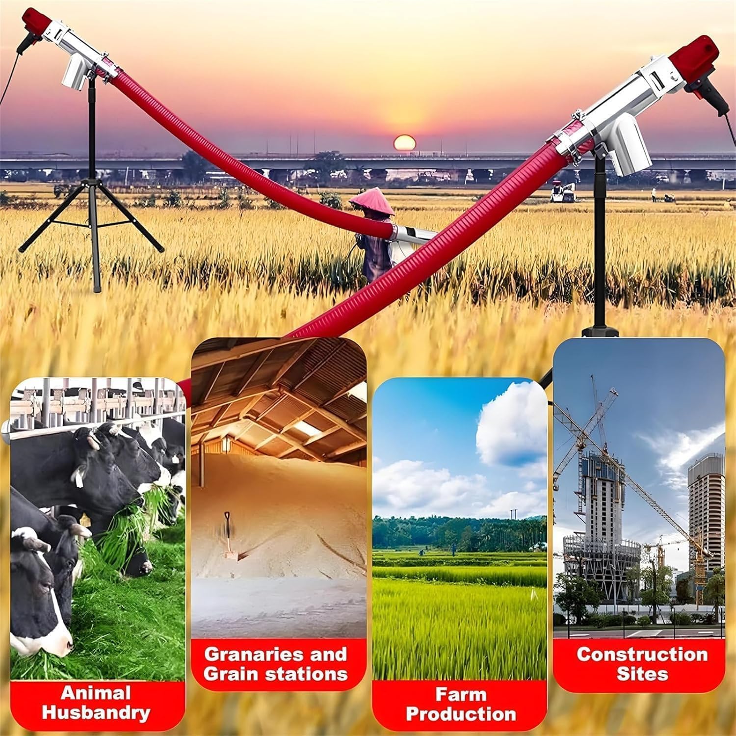 Transportador De Tornillo Industrial Portátil De 1500 W, Máquina De Succión De Cereales De 2 M, Con Boca De Alimentación De Acero Inoxidable, 100-200 Kg/min, De Bajo Nivel De Ruido, Para La