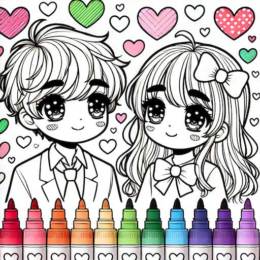 Valentines love coloring