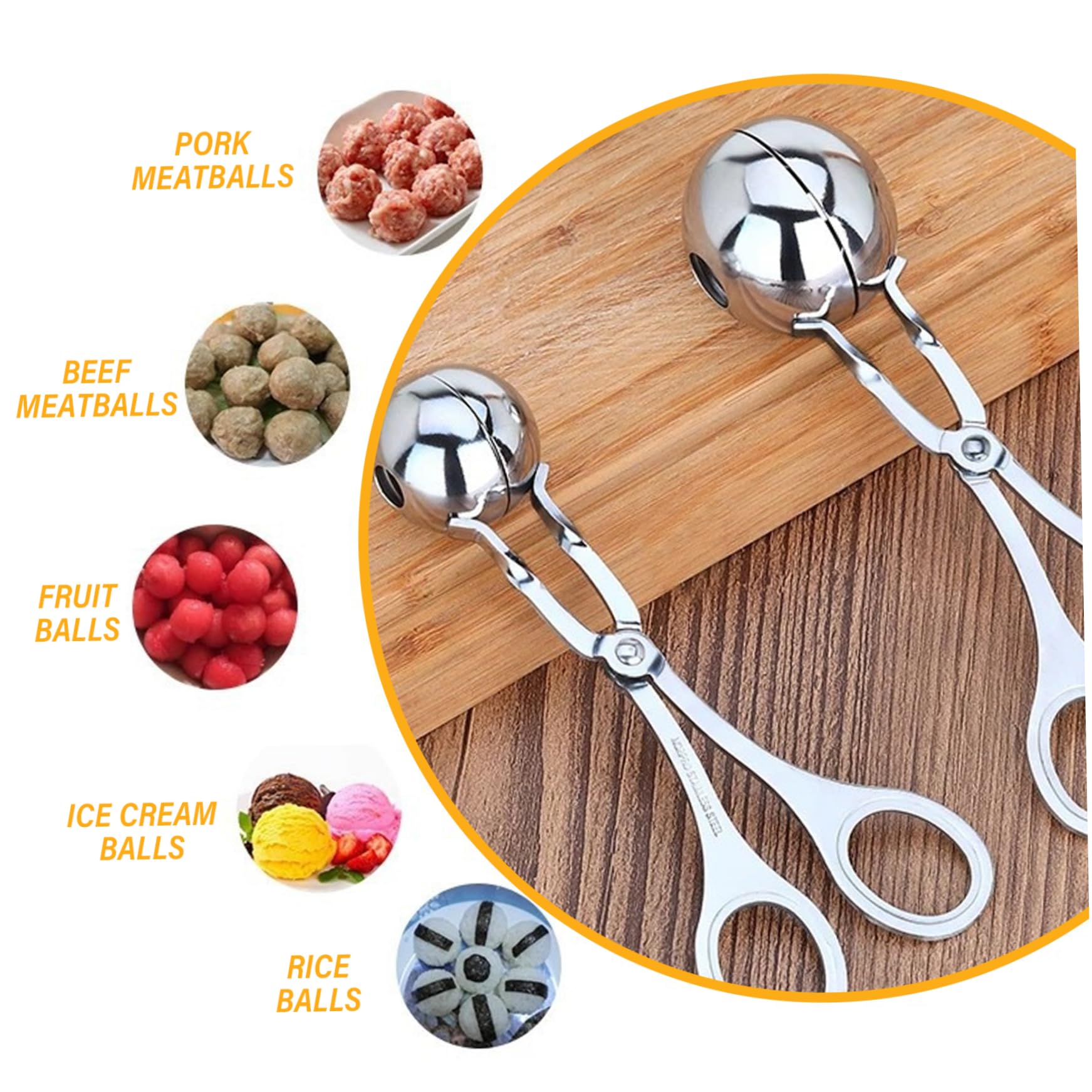 Herramienta Para Hacer Albóndigas 2PCS Herramienta Para Hacer Albóndigas Grandes Y Pequeñas De Acero Inoxidable Pinzas Antiadherentes Para Albóndigas Con Orificio De Descarga