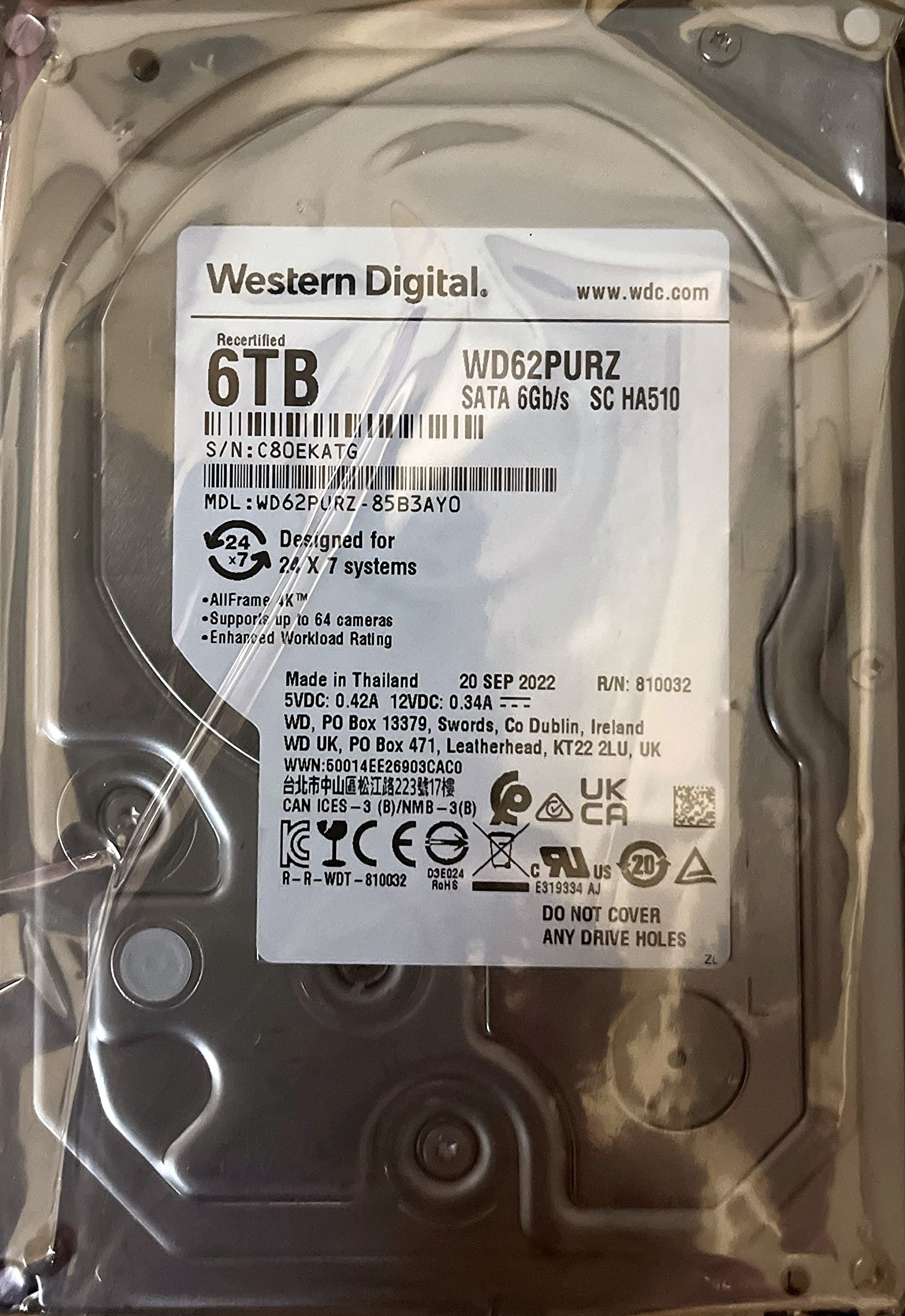 Amazon.com: Western Digital 6TB WD Purple Surveillance Internal