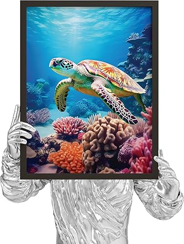 Miniatura 3 de EXCOOL CLUB Decoración de tortuga marina impresión artística de tortuga marina de 12 x 16 pulgadas, decoración de pared de tortuga marina del océano