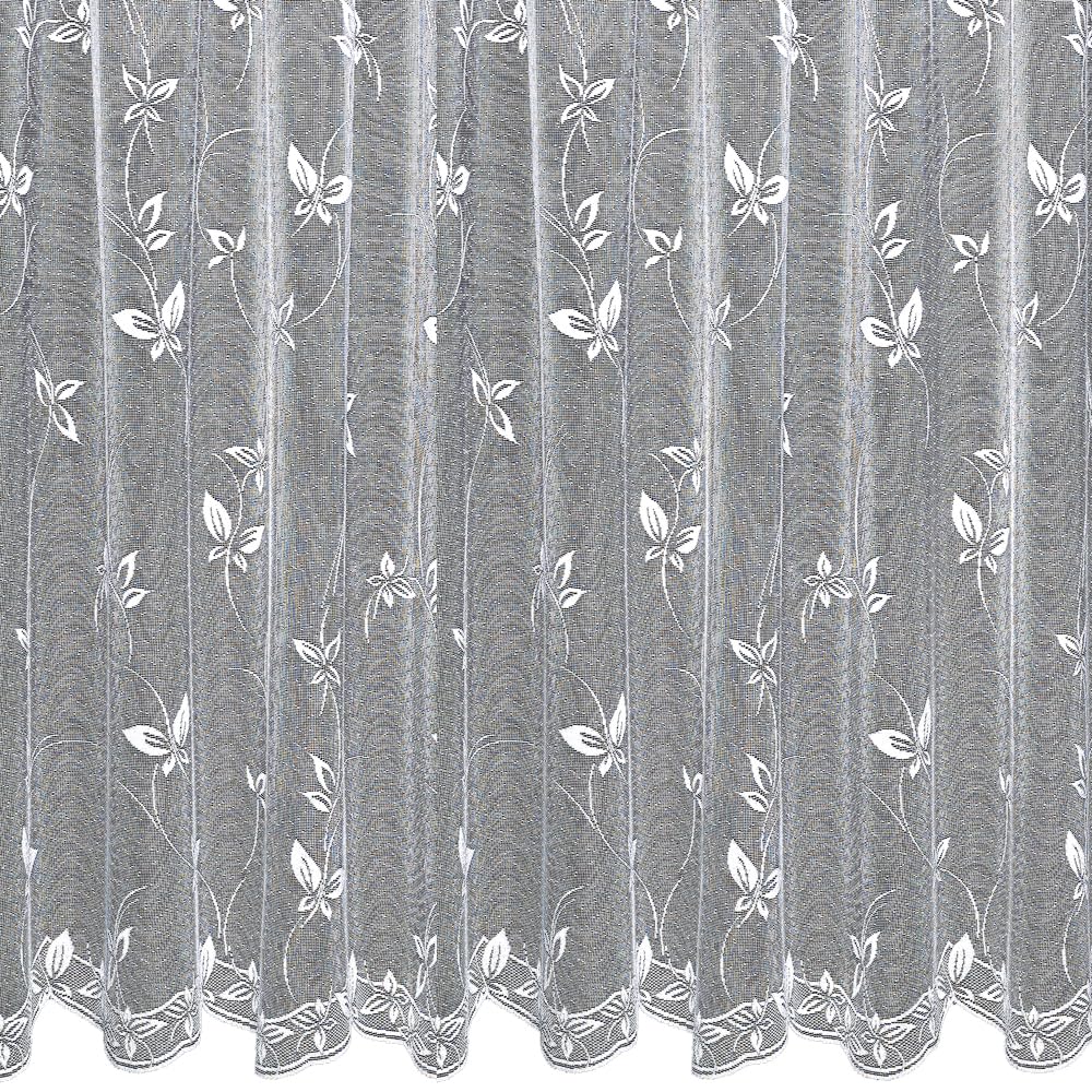Silverthorn SOFT FURNISHINGS - PAPILON – A Delicate Lace with a Butterfly Design Net Curtain Complete with a Scalloped Base. Sold by The Metre. (152cm Drop / 60 inch Drop)