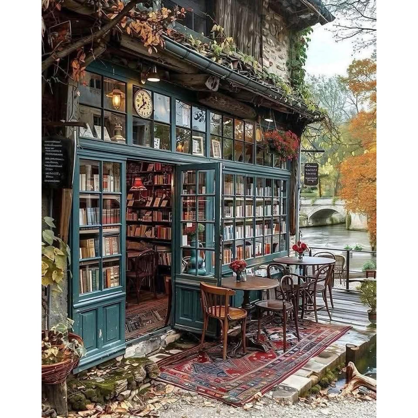 XXXCHENGJIA Paint by Numbers Adults Bookshop-Paint by Numbers Kits for Adults, Paint by Numbers for Adult Canvas for Home Wall Decor(16 x 20 Inch)