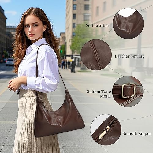 Miniatura 5 de Bolsos Hobo para mujer, bolsos cruzados de cuero vegano suave, bolso de hombro de cuero bolso de mano holgado
