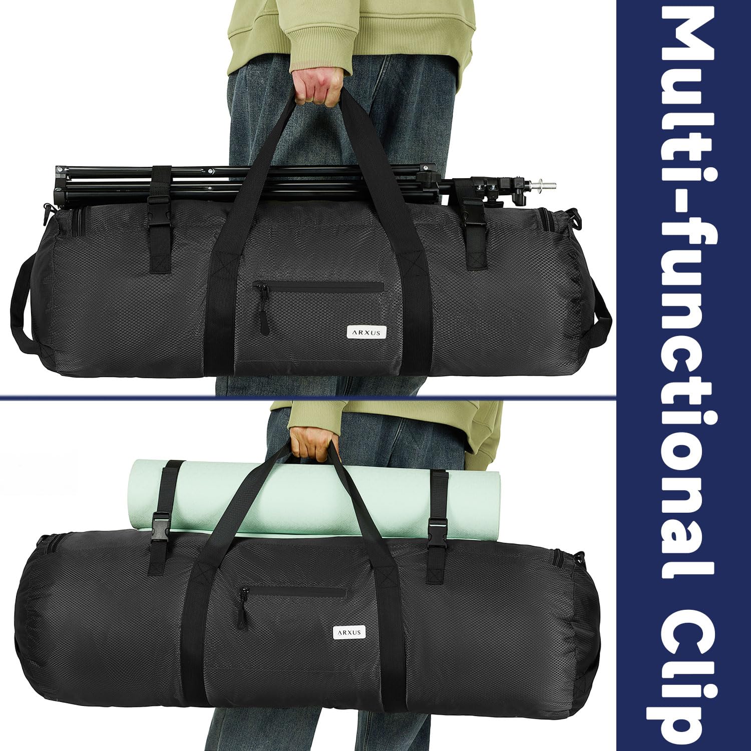 Arxus Borsa Sportiva Grande 90L 50L 30L per Viaggio Sport, Donna Uomo Borsone Palestra Pieghevole per Yoga Pilates Mazza da Baseball con Tracolla, Deposito Tende da Campeggio