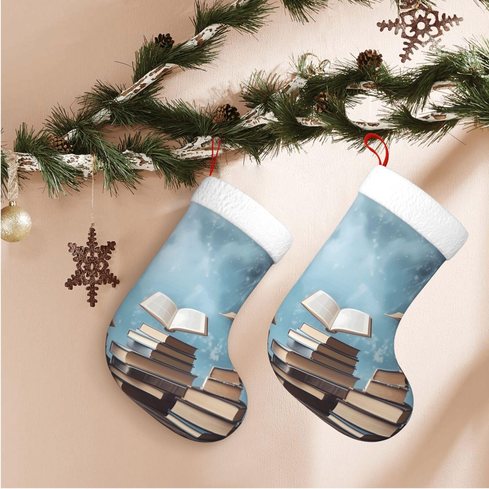 The Sky Christmas Stockings Velvet Xmas Fireplace Hanging Stocking with Plush Cuff Rustic Christmas Santa Stockings for Home Christmas Decorations Party Favor Supplies
