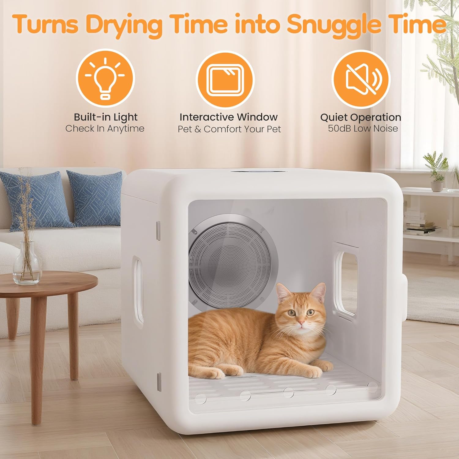 65L Automatic Dog Dryer Box with Smart Timer, Pet Dryer Box with 360° Warm braw and Ultra Quiet, Smart Temperature Control, Cat Dryer for Cat and Small Dogs