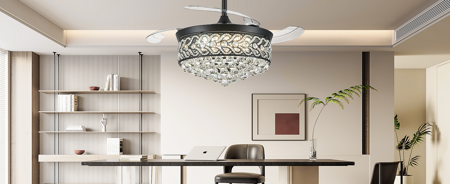 Cy'rqueフライヤーMAYALAFFLESIA繭LAREINECHARLES TXCSLY 48“ Crystal Fandelier Ceiling Fan with Light, Retractable