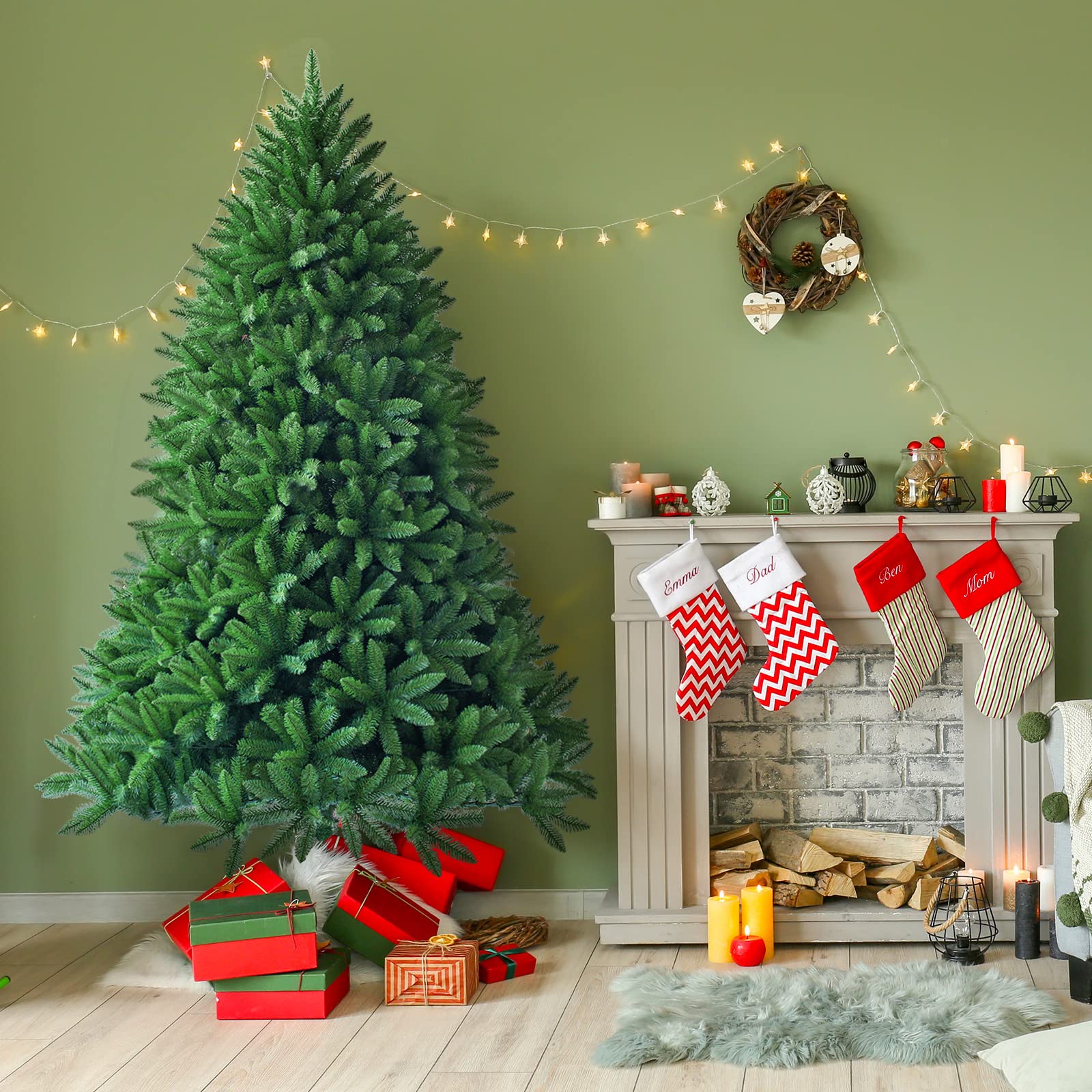 RELAX4LIFE Künstlicher Weihnachtsbaum 225cm - Mit Metallständer, Feuerhemmend