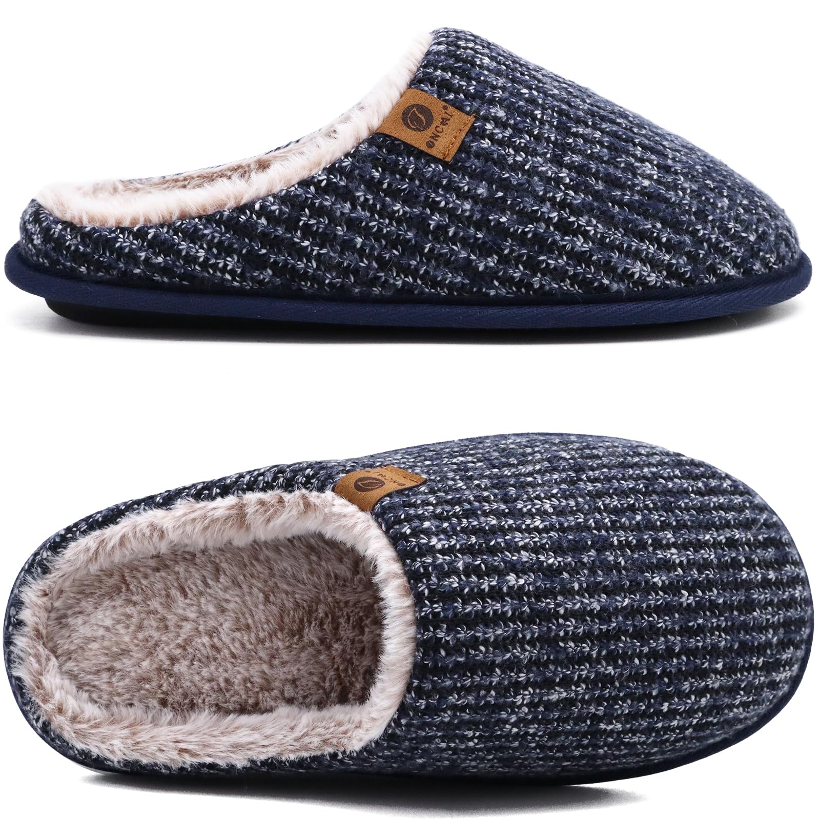 ONCAI Pantofole da Uomo Invernali, Comoda Memory Foam Calde Scarpe da Casa in Lana Con Suola Antiscivolo Taglia 40-49 EU