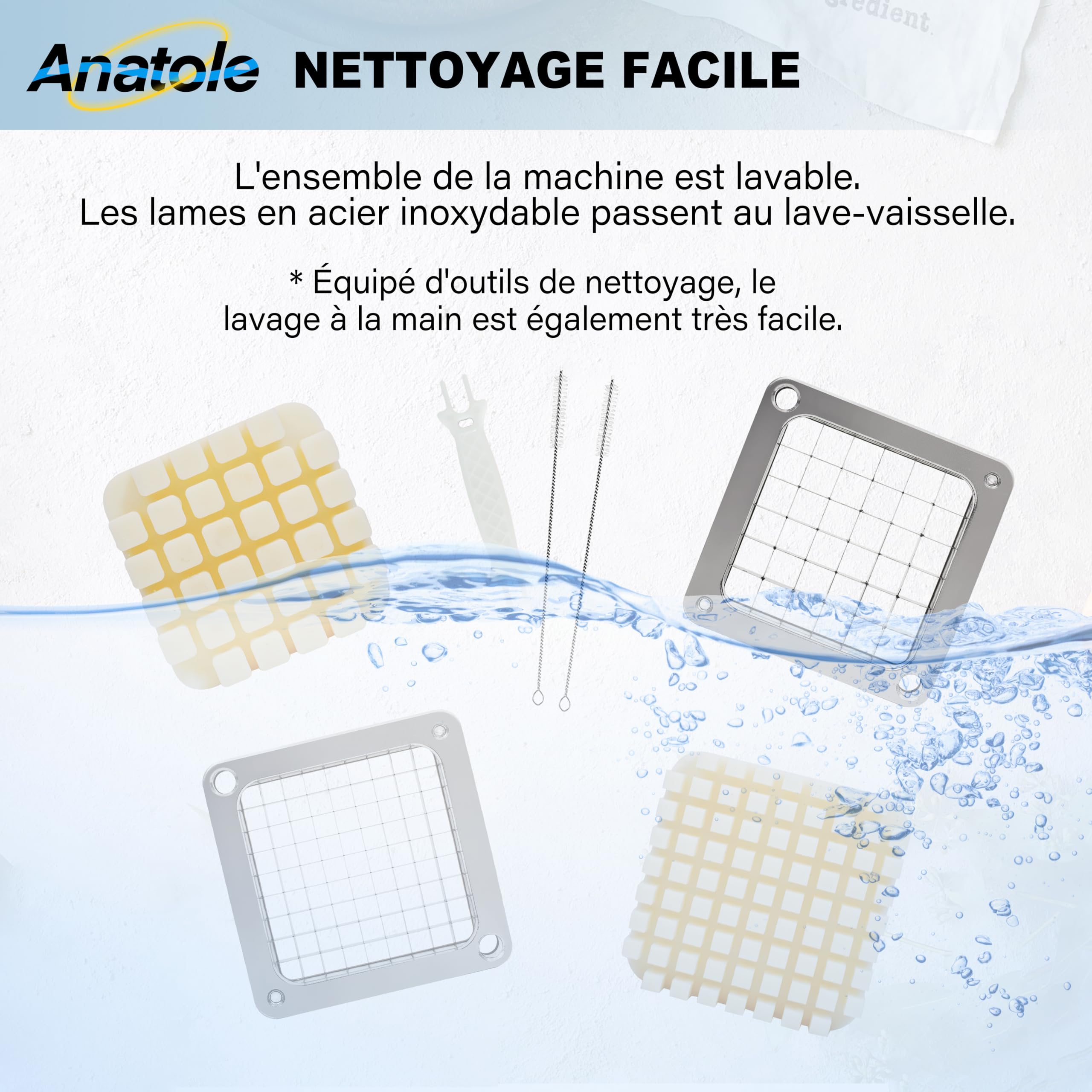 Anatole Coupe-Frites Professionnel avec 6/9/13mm 8-Coin Lames en Acier Inox | Modèle Vertical - Moins d'efforts, Grand, pour Pommes de Terre Carotte Oignon Concombre Fruit, pour Restaurant Hôtel Maison