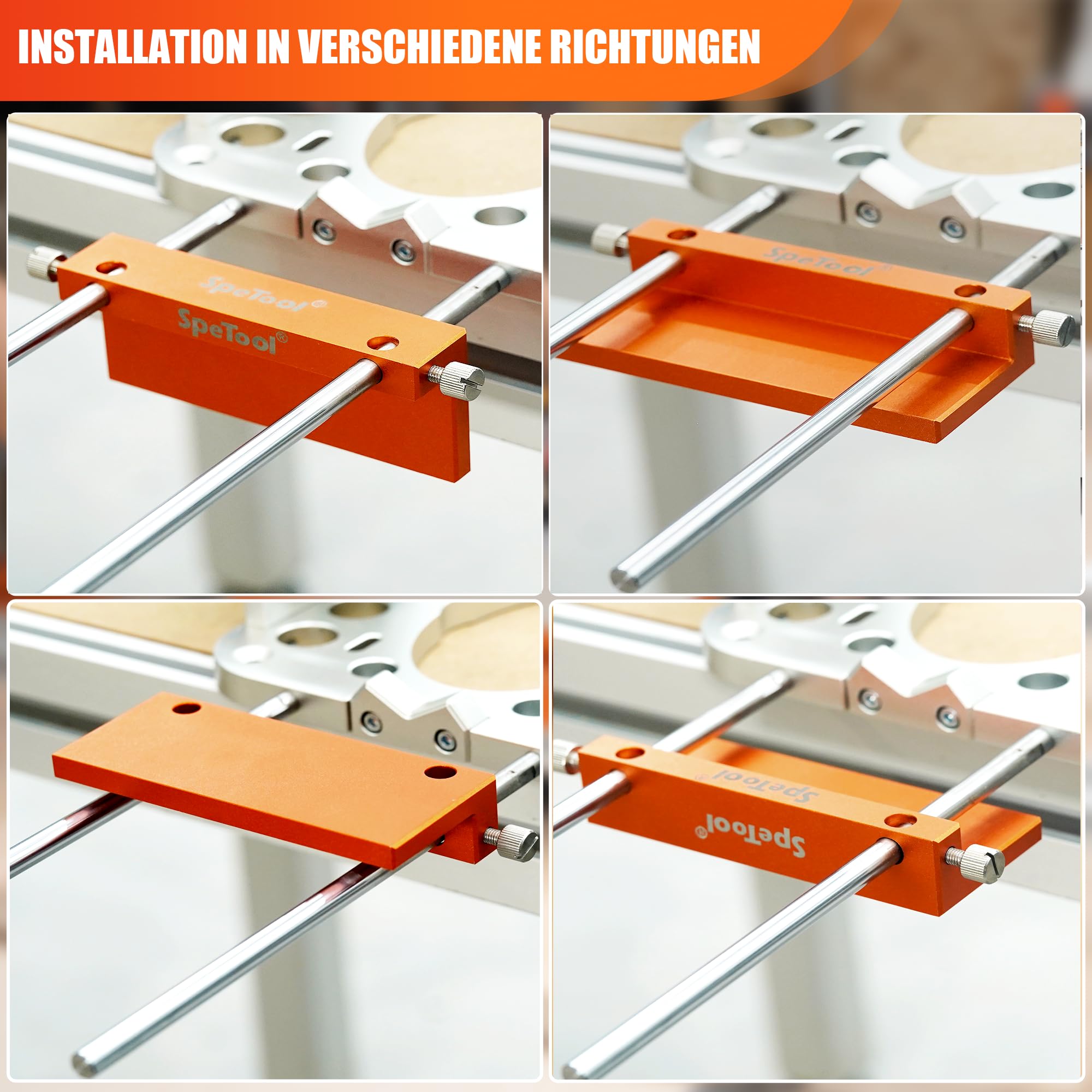 SpeTool Bohranschlag für S04001&S04003 tragbare Bohrschablonen, komplett aus Aluminium gefertigt, Kantenschneidführung zum Bohren von Reihenlöchern