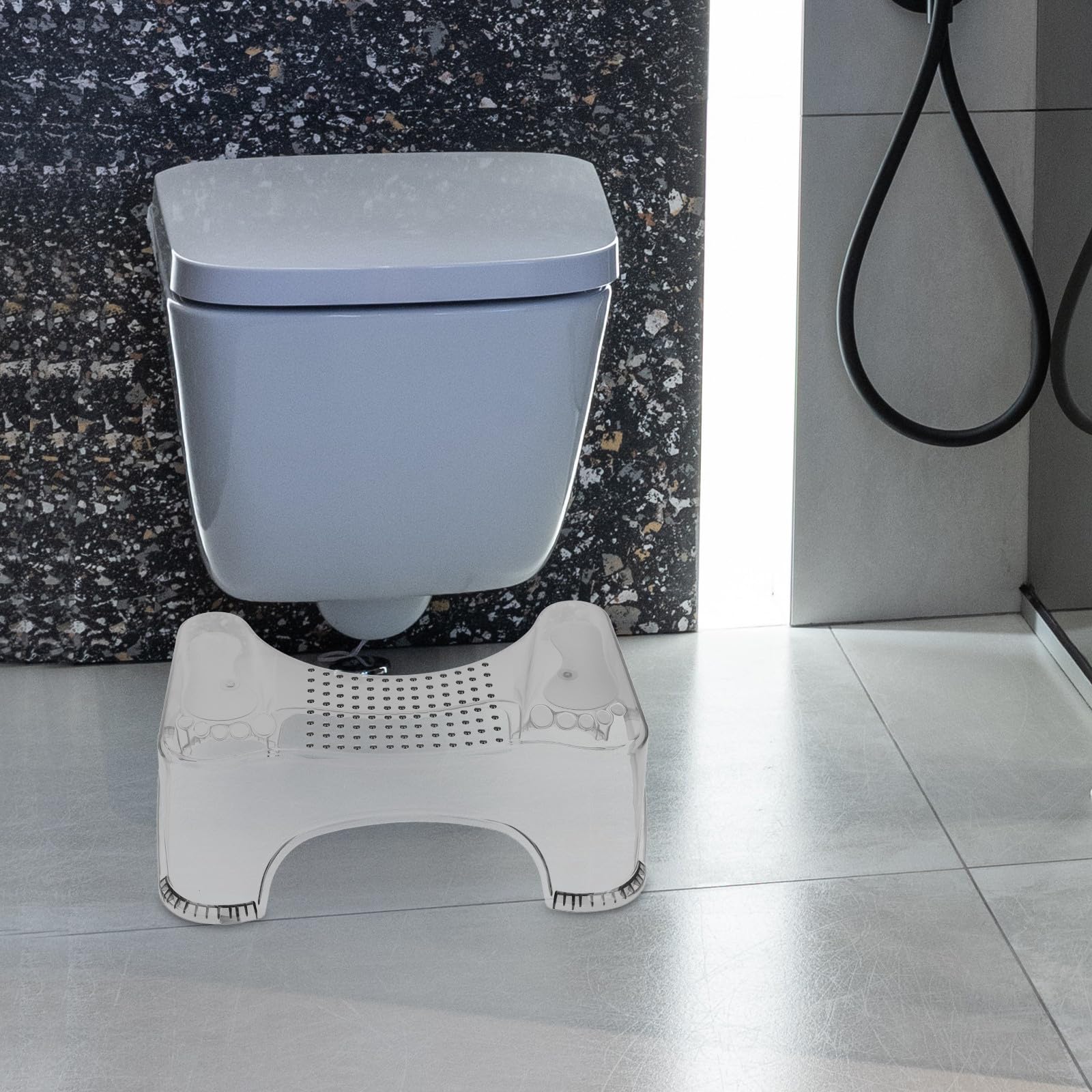 Abaodam Sgabello Bagno per Bambini Piedini Antiscivolo in Pet, Sgabello Rialzato per Toilette, Affidabile e Sicuro per Ragazzi e Anziani, per Bagno