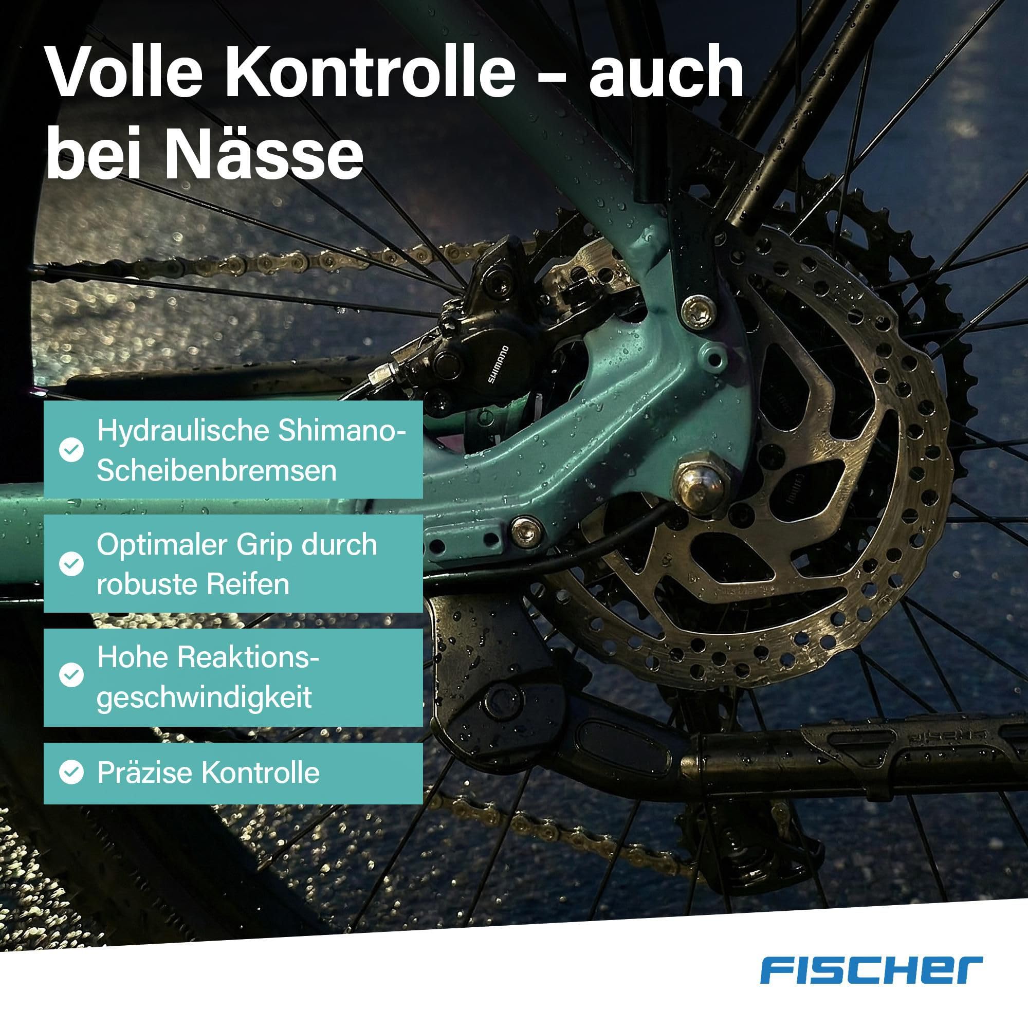Fischer E-Bike Trekking VIATOR 2.1 Active, Elektrofahrrad für Damen und Herren, RH 45, 459Wh, Heckmotor 50Nm, 48V