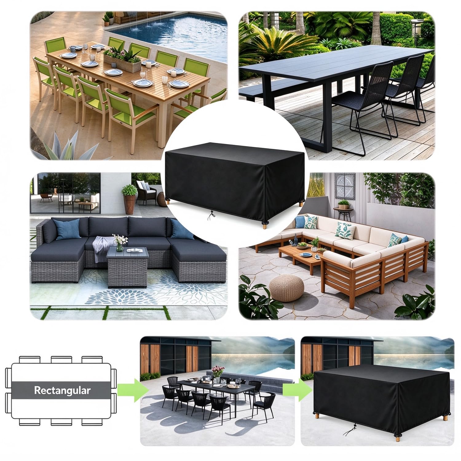 Housse Salon de Jardin Exterieur,200x160x90cm/LxlxH Bache Table Exterieur