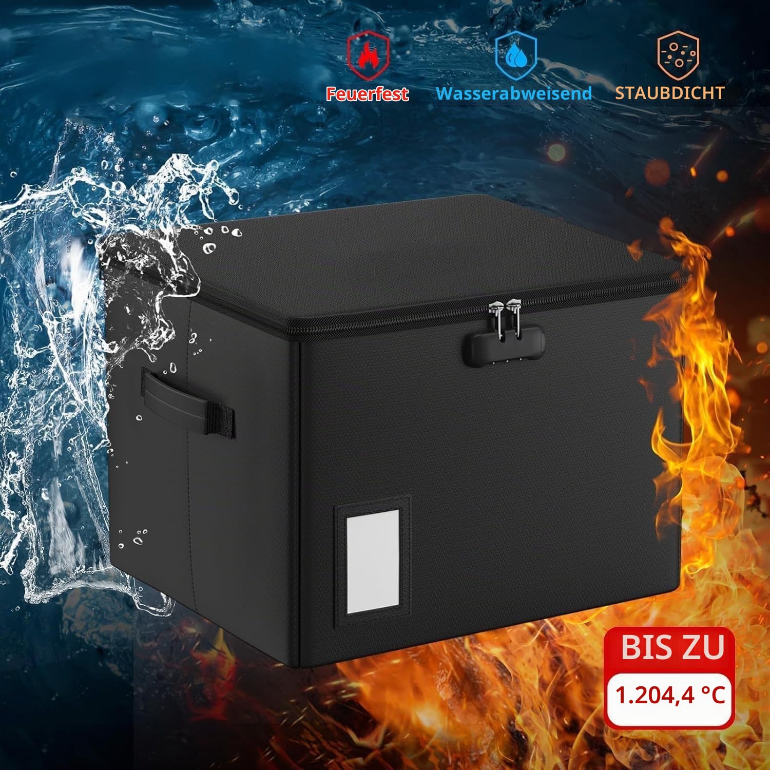 ENGPOW Feuerfeste Dokumentenbox Große Comic-Box mit Schloss 39,5x38x29cm