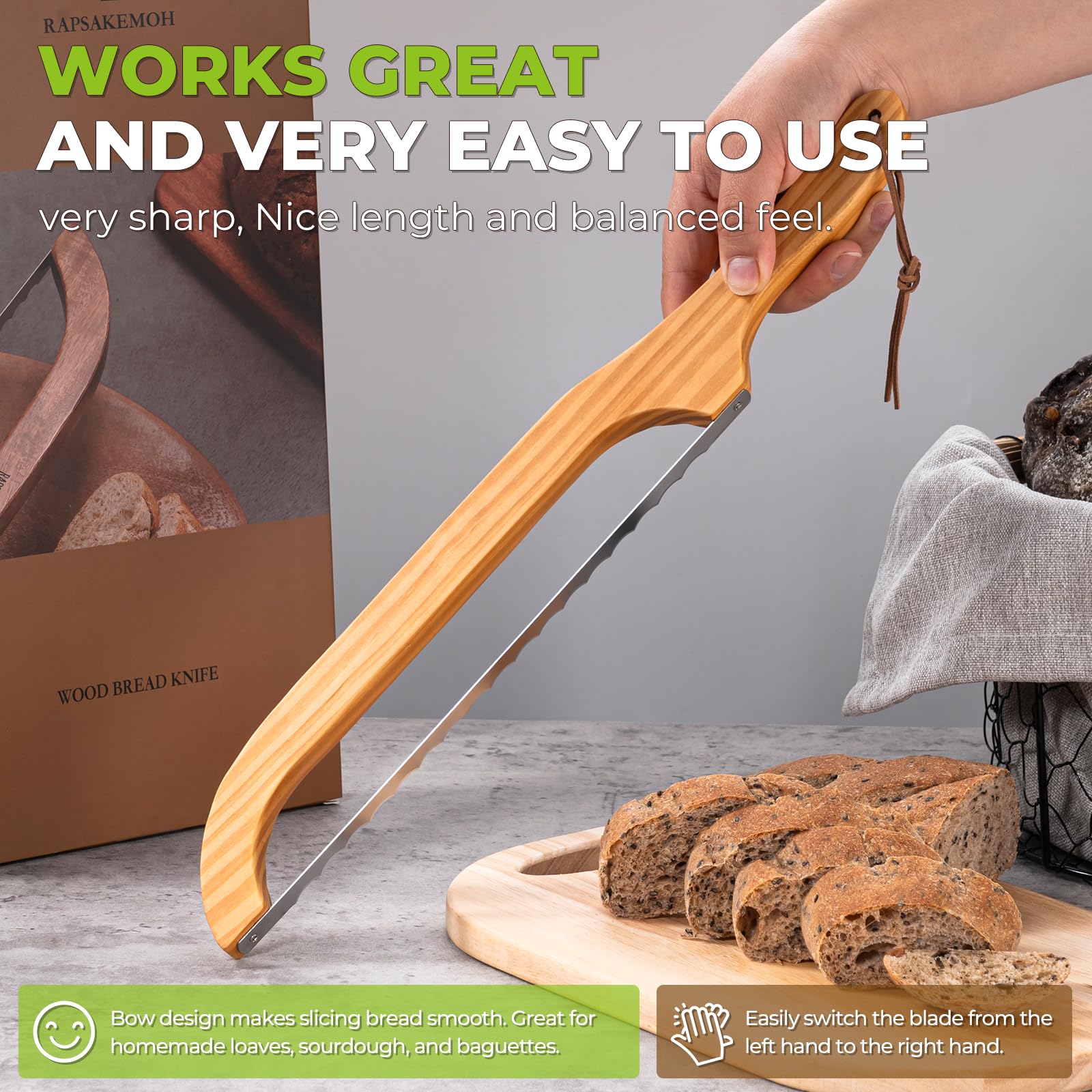 RAPSAKEMOH Sourdough Bread Knife - Perfect Slicing -8 RAPSAKEMOH Sourdough Bread Knife - Perfect Slicing -8