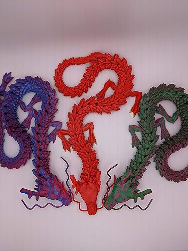 Vista 3 de Dragón impreso en 3D – Personalizable, hecho a pedido, juguete articulado del dragón mítico, regalo (M, negro con vientre verde lima)