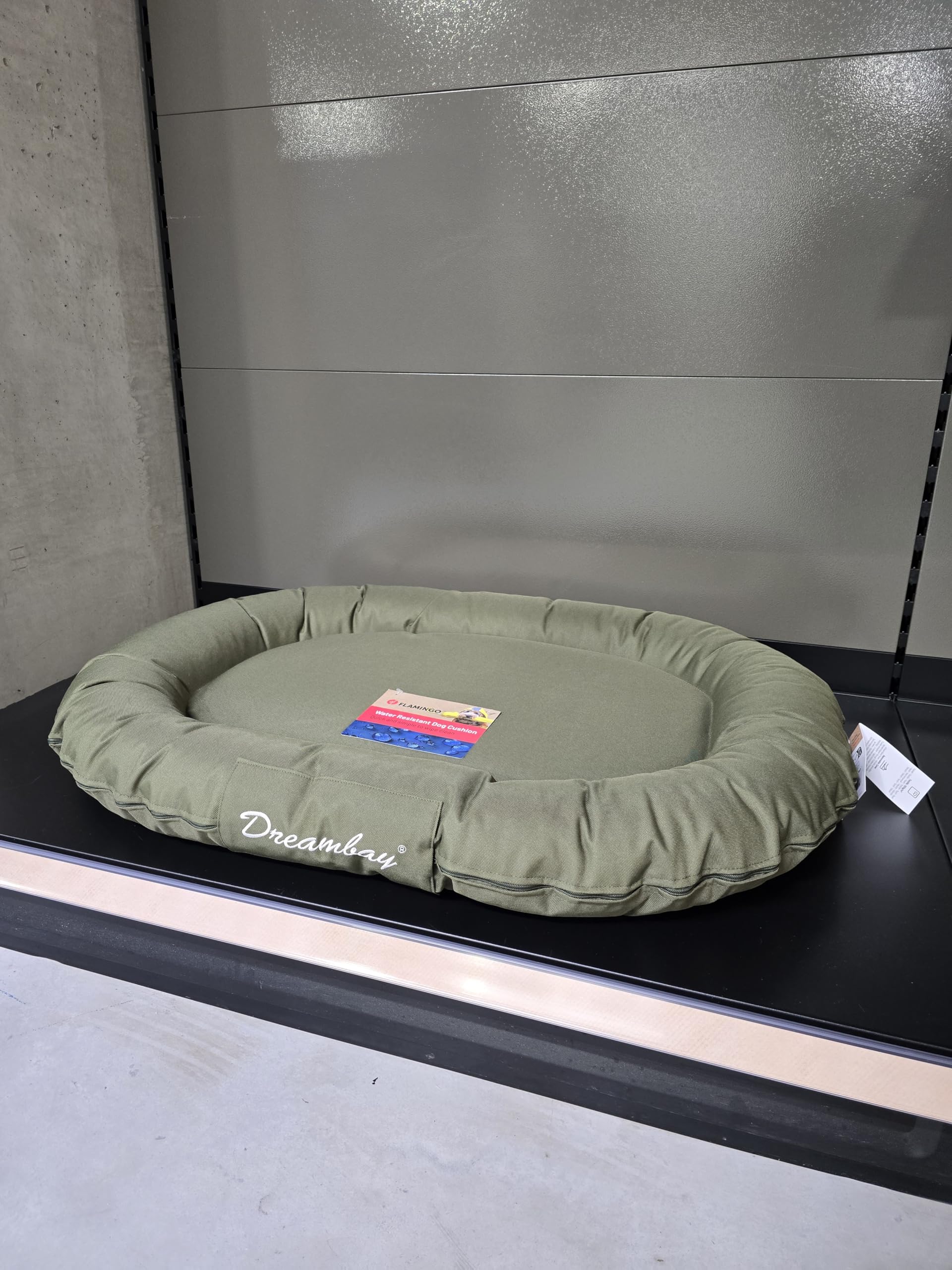 Flamingo Panier Dreambay® Ovale Vert Olive 100x75x15cm - Lavable - Housse Amovible avec Fermeture éclair - Déperlant