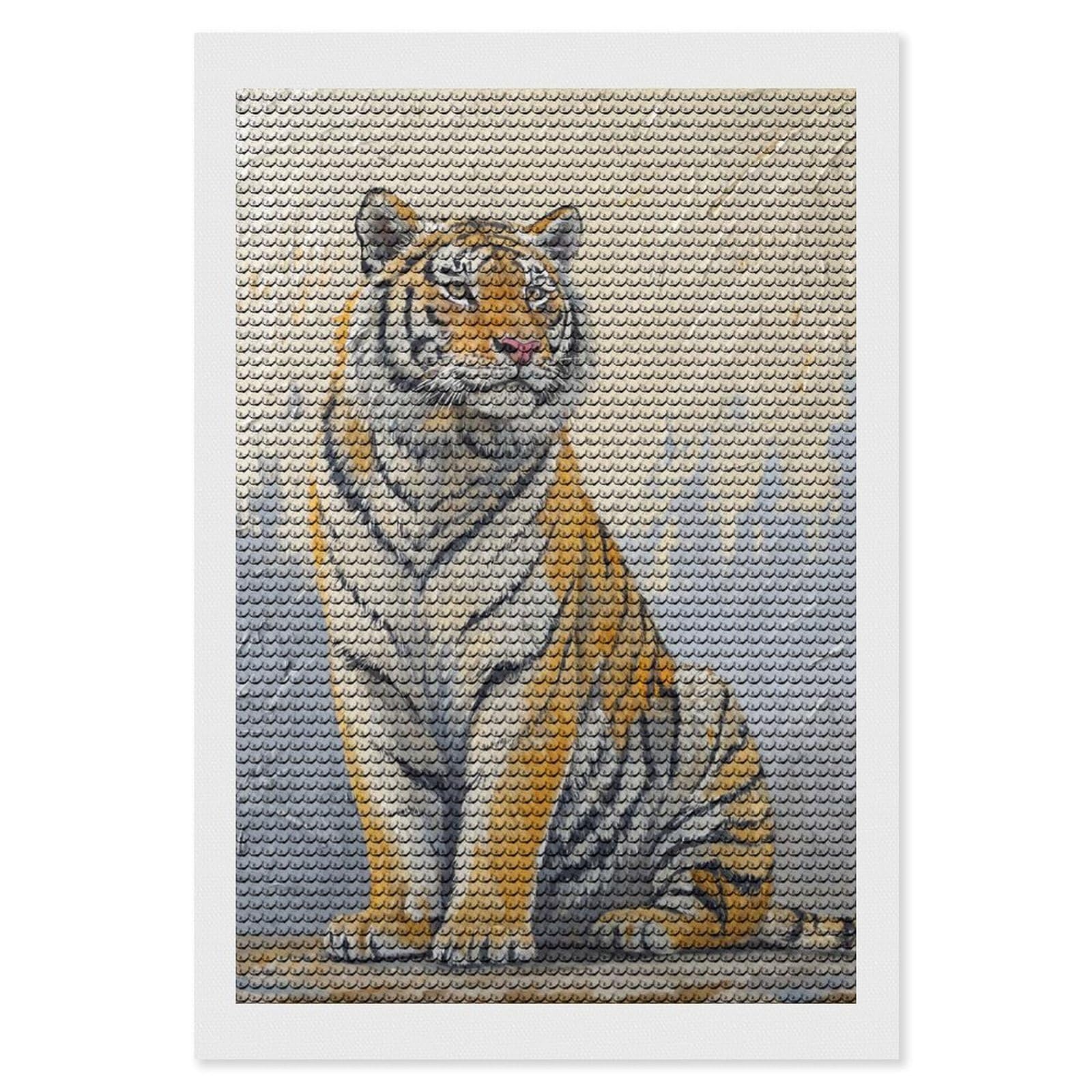 Junmoney Tiger Painting Diamond Art Kit 8"x12", Bedroom Decor, Adhesive Canvas, Full Kit Included, Thoughtful Present, Birthday Gift