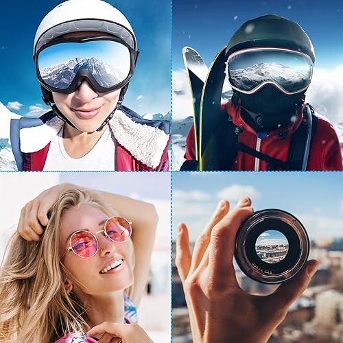 Miniatura 6 de PATIKIL Bolsa de gafas de esquí, funda de microfibra para gafas de nieve, funda de almacenamiento suave, bolsa con cordón