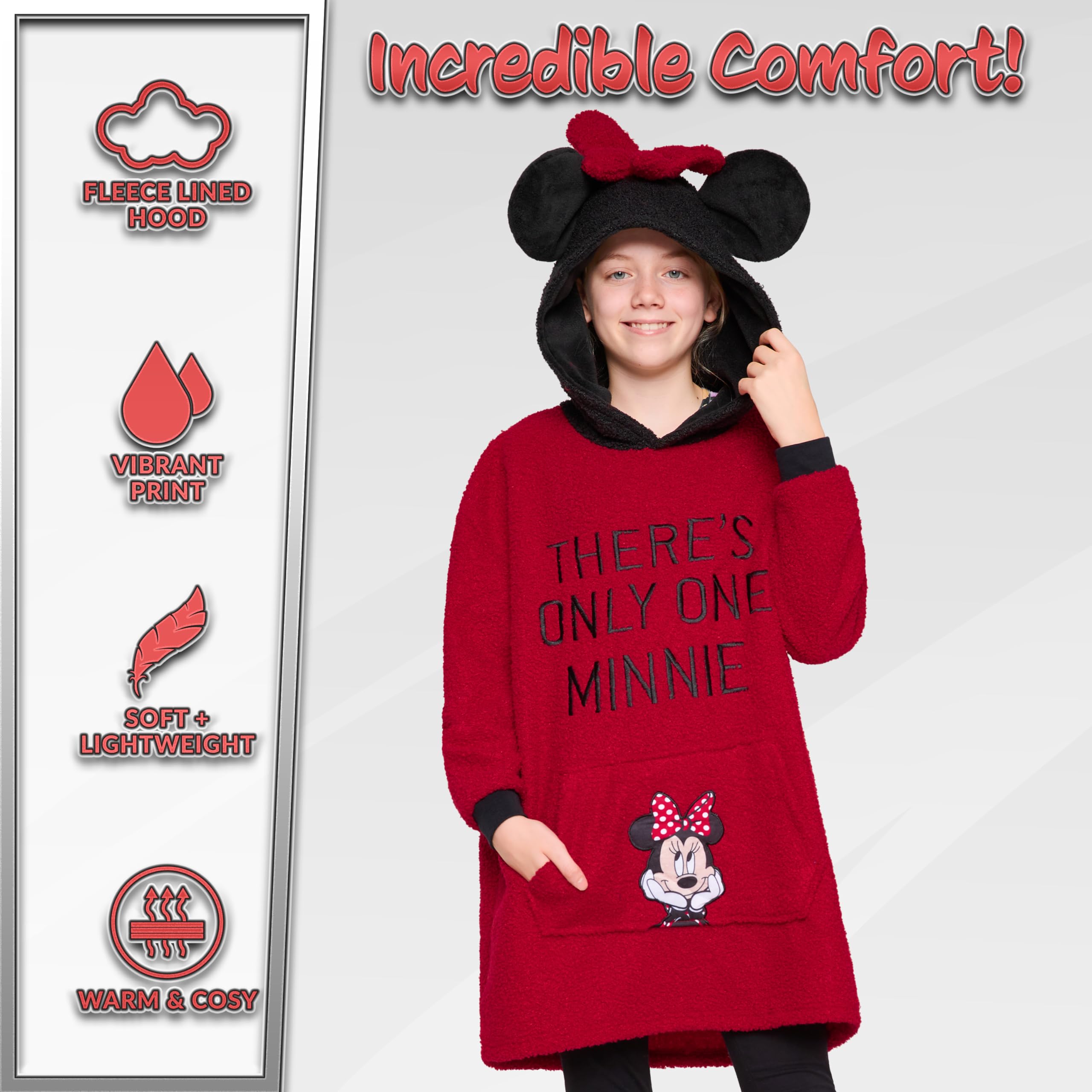 Disney Felpa Coperta per Bambini - Felpa Oversize in Pile con Cappuccio Stitch Bambina Ragazze Gadget Regalo Ufficiale