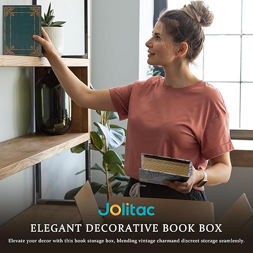 Miniatura 3 de Jolitac - Juego de 3 cajas decorativas para libros, diseño de mapa mundial, libro antiguo, caja invisible con tapa magnética, madera sintética.