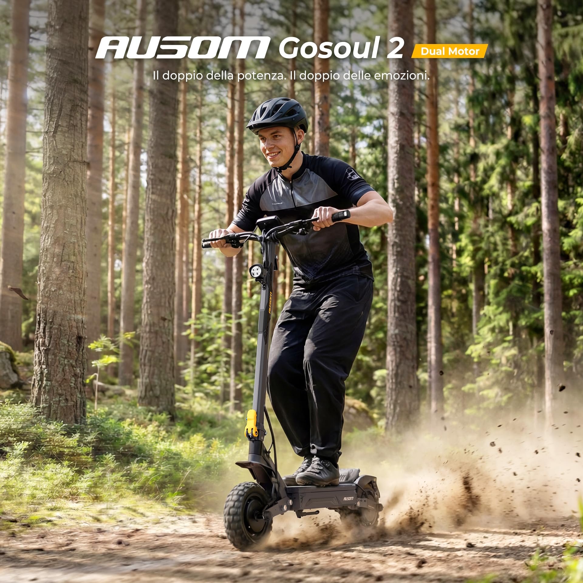 Monopattino Elettrico, Ausom Gosoul 2/Gosoul 2 Pro, 90/70km Autonomia, Sospensione ShocFree, Freni a Disco+E-ABS