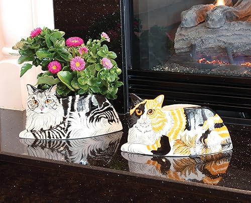 Miniatura 7 de Pavilion Gift Company Patches-Calico-Jarrón para gatos de 6.5 x 12.5 pulgadas, 12.5 pulgadas, negro, blanco, naranja