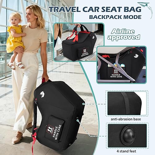 Miniatura 6 de RAINSMORE Bolsa de viaje para asiento de automóvil infantil para avión, compatible con todos los asientos de automóvil Nuna Pipa y base Chicco