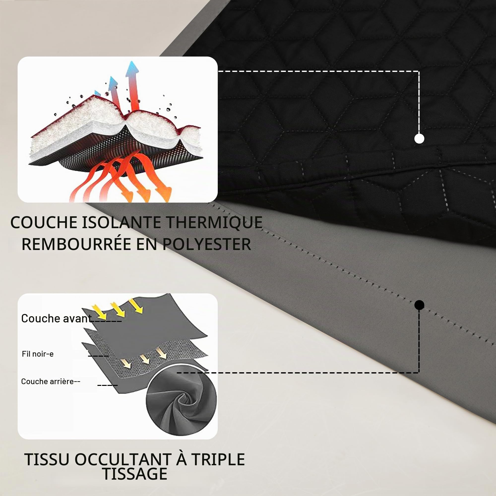 DWCN Rideau Thermiques Isolant Anti Froid et Chaleur 140 x 260 CM,Double 100% Occultant Epais Rideaux de Porte Oeillets, Gris, Lot de 1