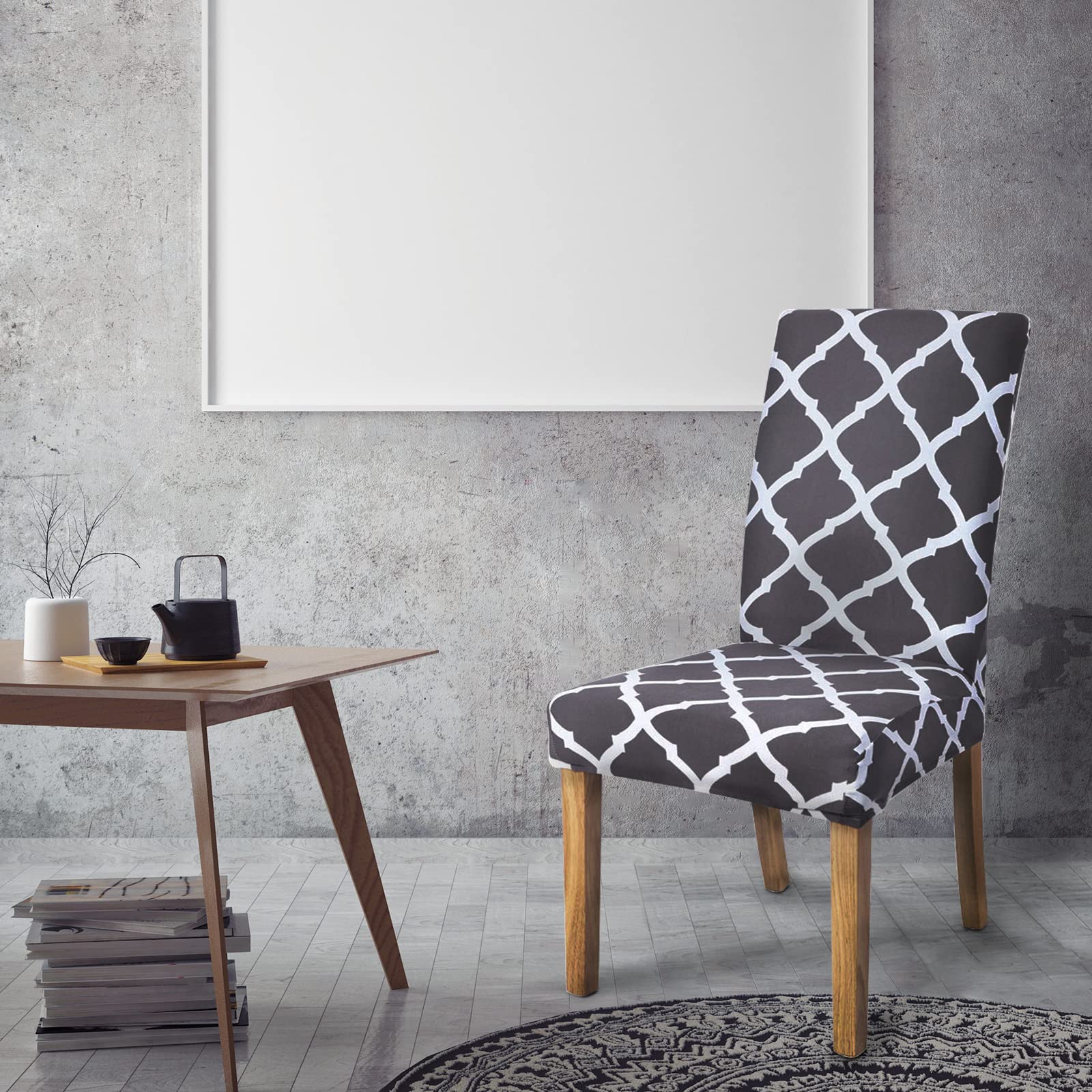 Jaotto Coprisedie Elasticizzati Con Schienale - Set Da 4 Pezzi Lavabile, Grigio Moderno - Foto 7