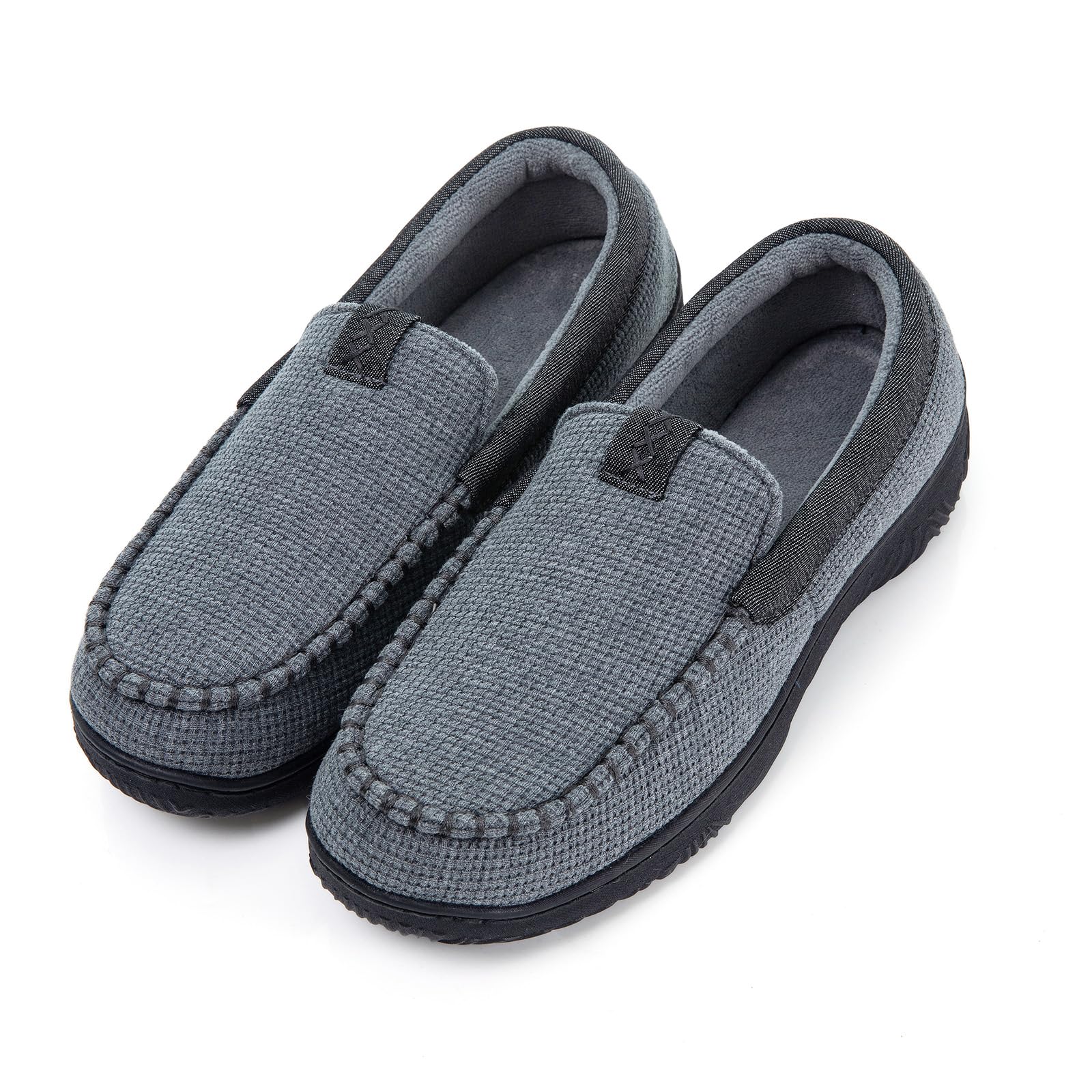 Mens Moccasin House Slippers - Memory Foam Indoor Outdoor Shoes Breathable Slip-on Loafers