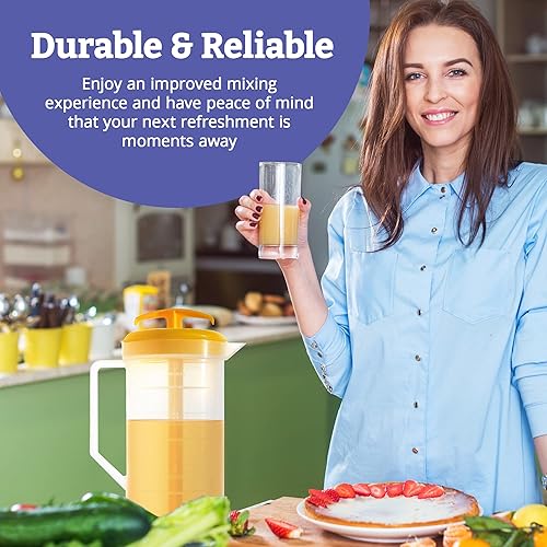 Jarra mezcladora amarilla de 2 cuartos con émbolo, jarra mezcladora de plástico sin BPA para jugos, leche, té, batidos y más, apta para disponible en Yaxa Costa Rica