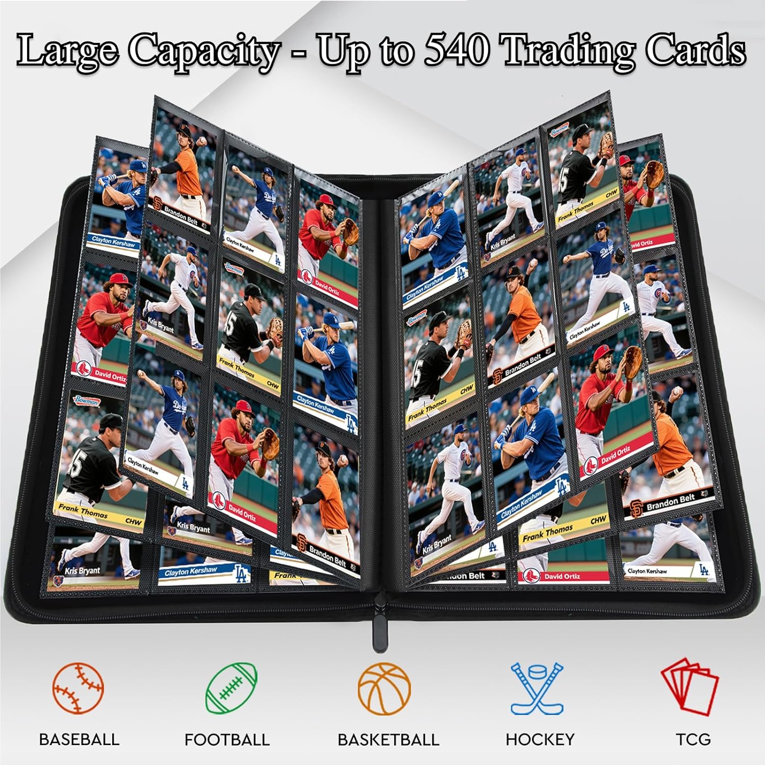 9 Pocket Card Binder, Trading Card Collection Binder - Holds 540 Cards, Card Album for TCG/YGO/MTG/PTCG Cards and Sports Cards (Black)