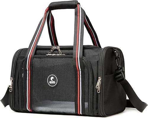 Miniatura 8 de CAGA Transportador de mascotas de lados suaves, ventilado, plegable y plegable debajo del asiento, perrera de viaje con bolsillos para perros y