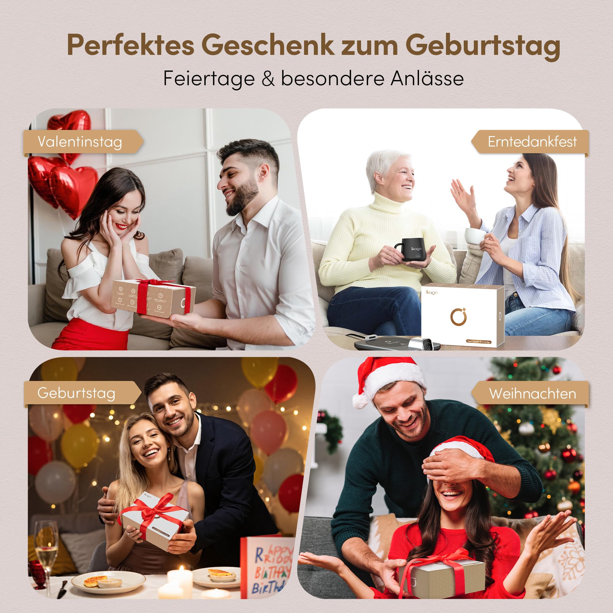 Elektrischer Tassenwärmer Set mit 1 °C Temperaturregelung und Echtzeit-Temperaturanzeige, automatischer Abschaltung, Kaffeewärmer für Schreibtisch & Büro – praktische Geschenkidee, Schwarz