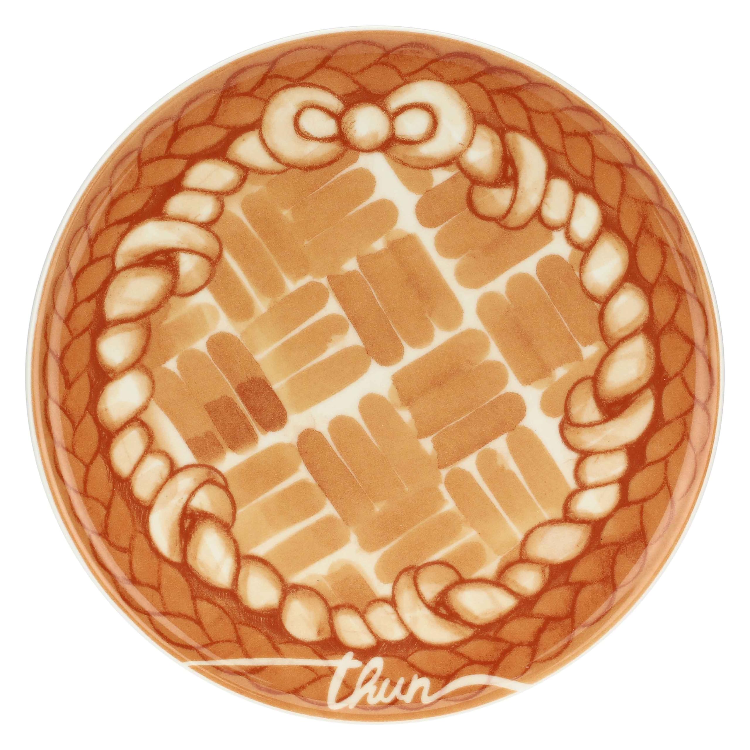 THUN, Piattino Dessert in Porcellana, Linea AbbracciAMI, Piattino da Collezione, Idea Regalo per Natale, Ø 20.7 cm